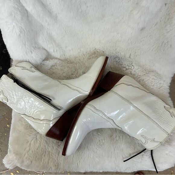 NEW Free People White Frontier Patent Leather Western Boots 9 EUR 39.5 - Picture 8 of 13